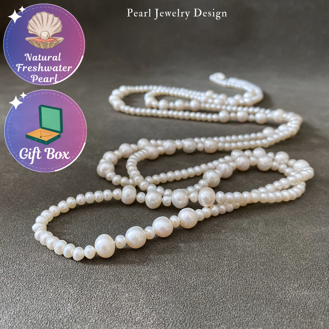 Freshwater Pearl Necklace 1.6m Multi-Layer Vintage-Inspired Elegant Jewelry