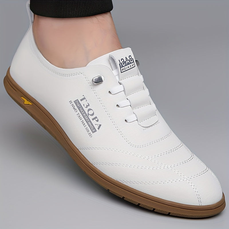 Men's Casual Sneakers Low Top Solid Color Microfiber Synthetic Leather Rubber Sole