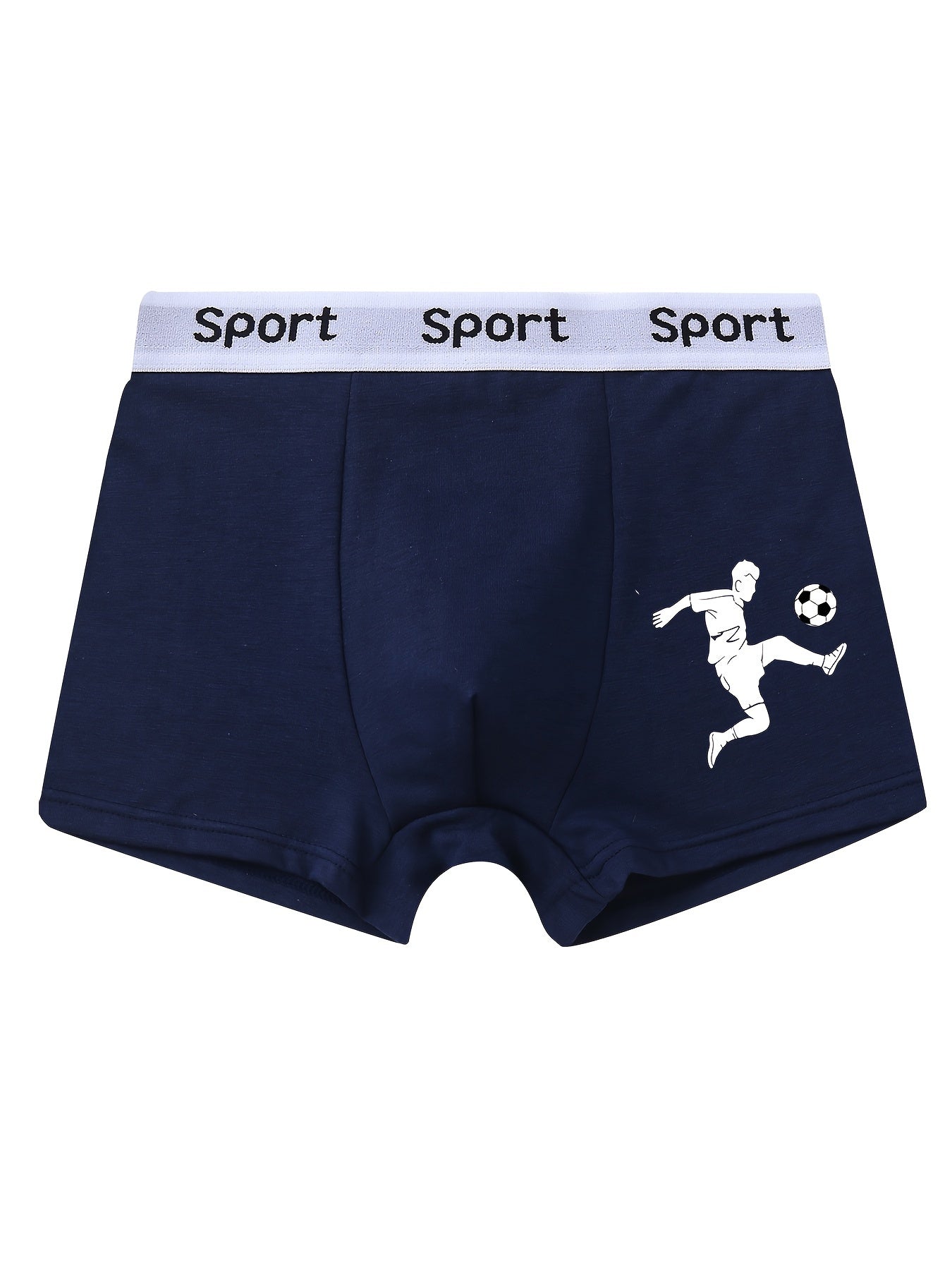 Boys Cotton Boxer Briefs 4-Pack with Football Print Breathable Sweat-Wicking Comfortable Fit