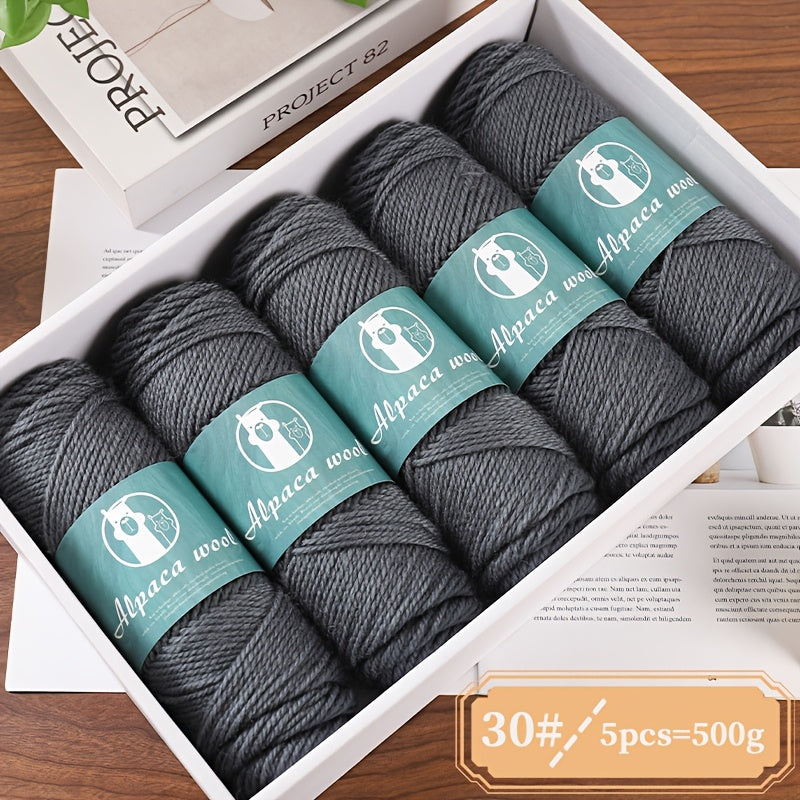 5-Pack Multicolor Alpaca Wool Yarn 500g Thick-Thin Self-Striping and Ombre