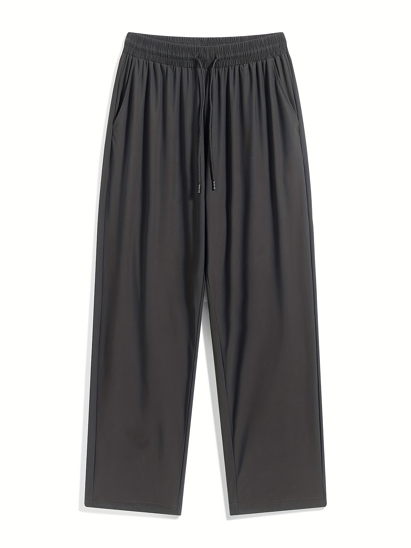 Pantalones largos de corte ajustado para hombre, talla grande, verano casual, color sólido, tela elástica