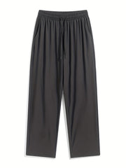 Мужские узкие длинные брюки большого размера для повседневной летней носки, однотонные, с эластичной тканью