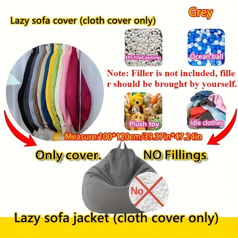 Portable Beanbag Chair for Camping and Home Decor Woven Chambray Ergonomic Space-Saving