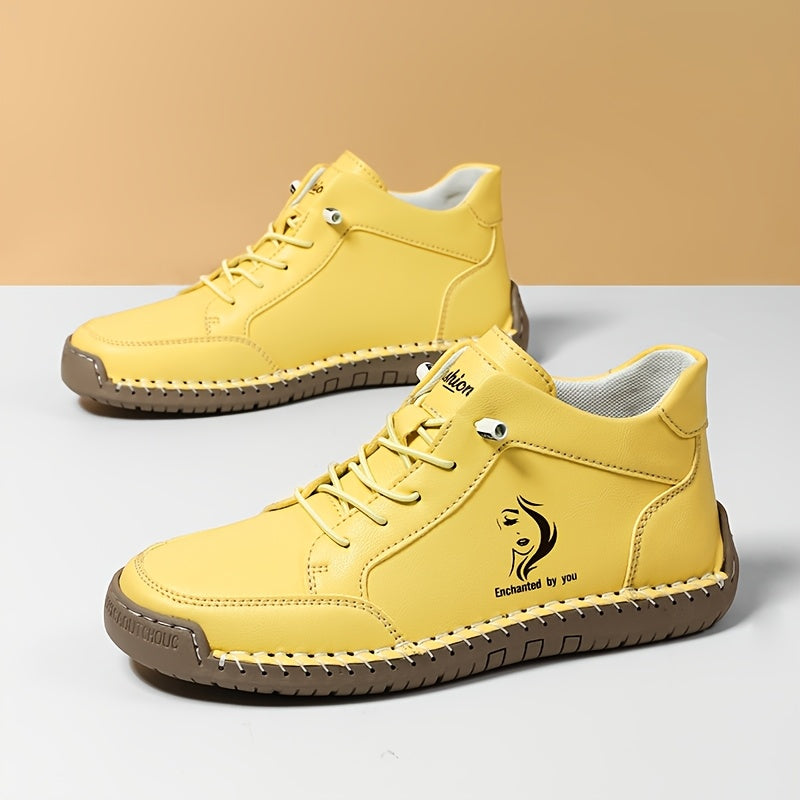 Women's Ankle Boots Leather Breathable Microfiber Non-Slip Casual Sneakers