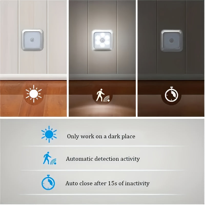 6LED Motion Sensor Night Light for Indoor Bedroom and Staircase Lighting