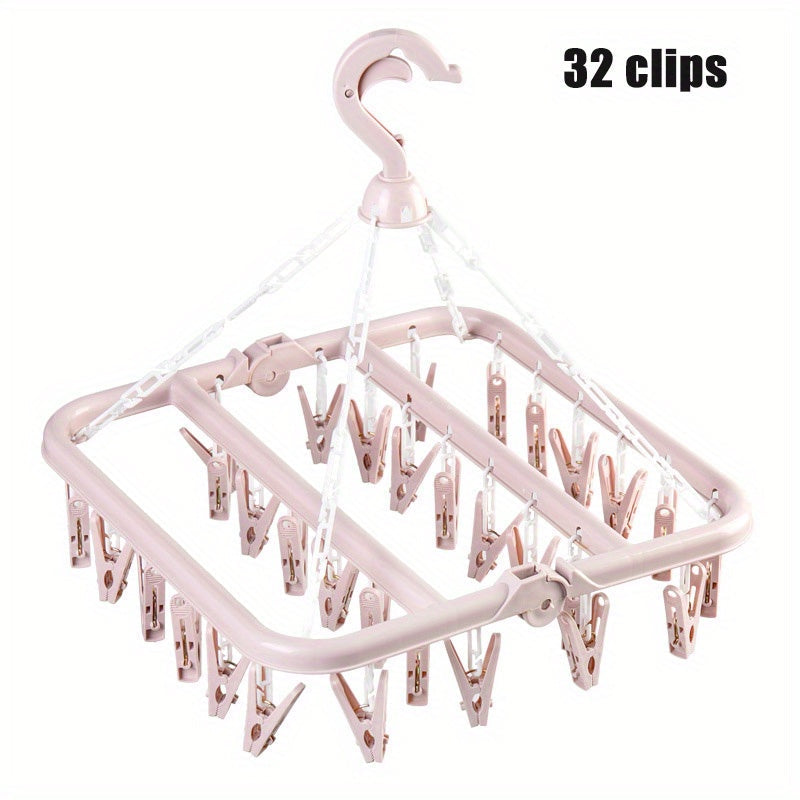 32 Clips Folding Drying Rack for Baby Toddler Accessories and Towels