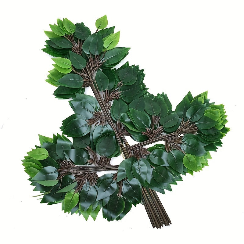 24pcs Artificial Banyan Tree Leaf Branches for Wedding Arches and Home Decor Green Plant Sprays
