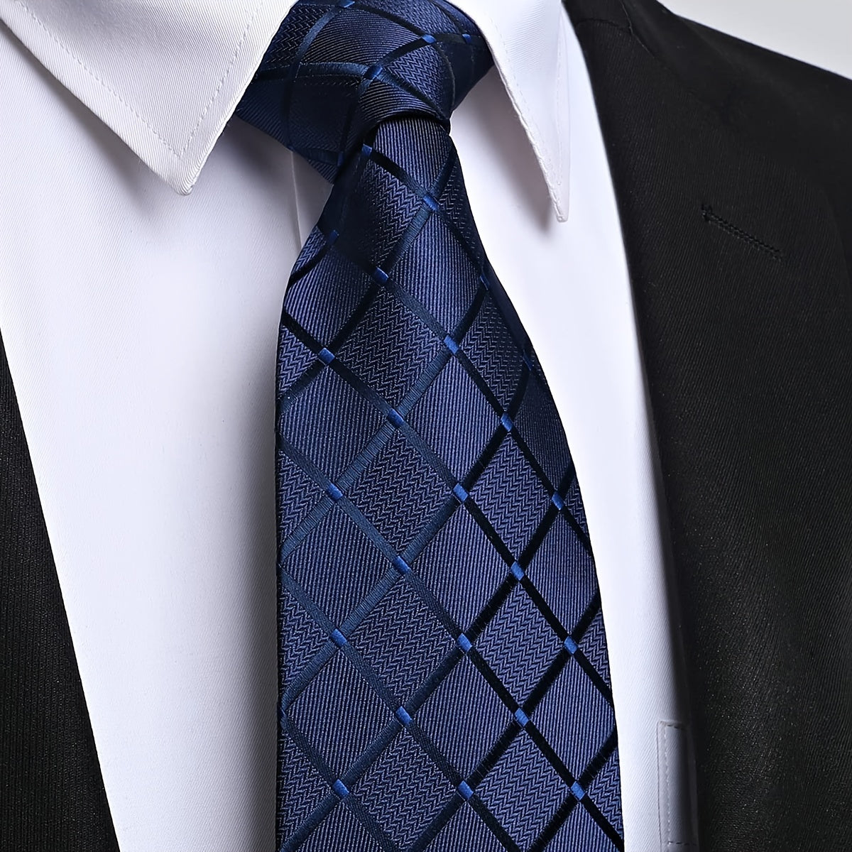 Erkaklar uchun Plaid galstuk 8cm keng, polyester, to'ylar, ziyofatlar, biznes uchun