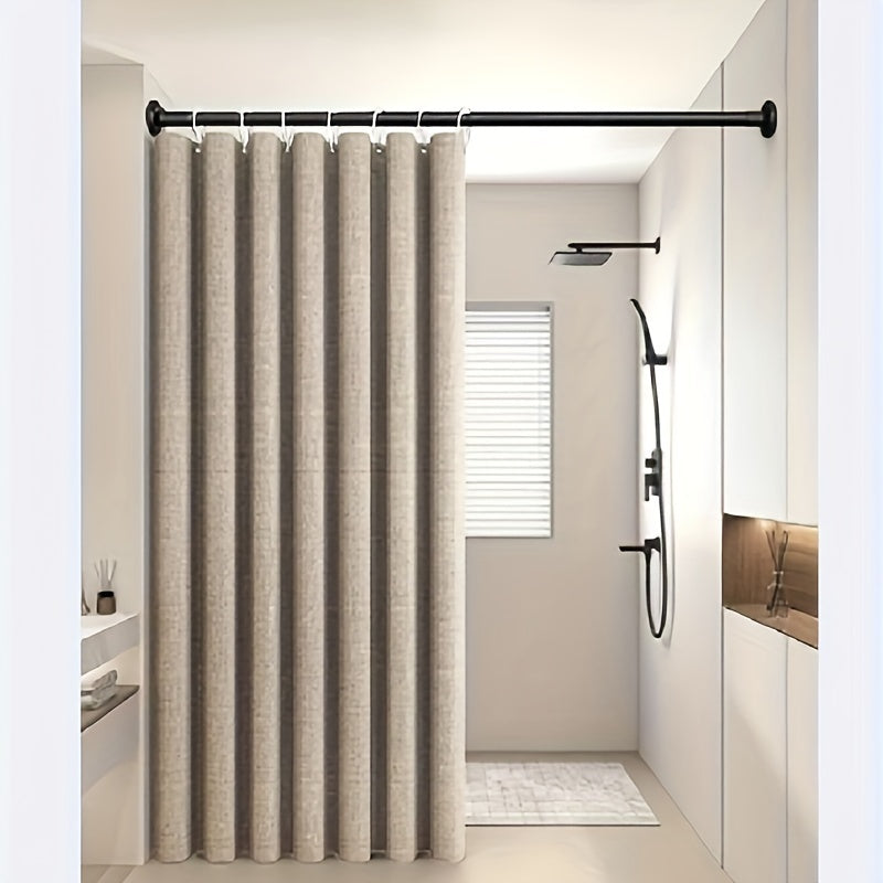 Apricot Waterproof Shower Curtain with Dry and Wet Separation Includes 12 C-Shaped Hooks