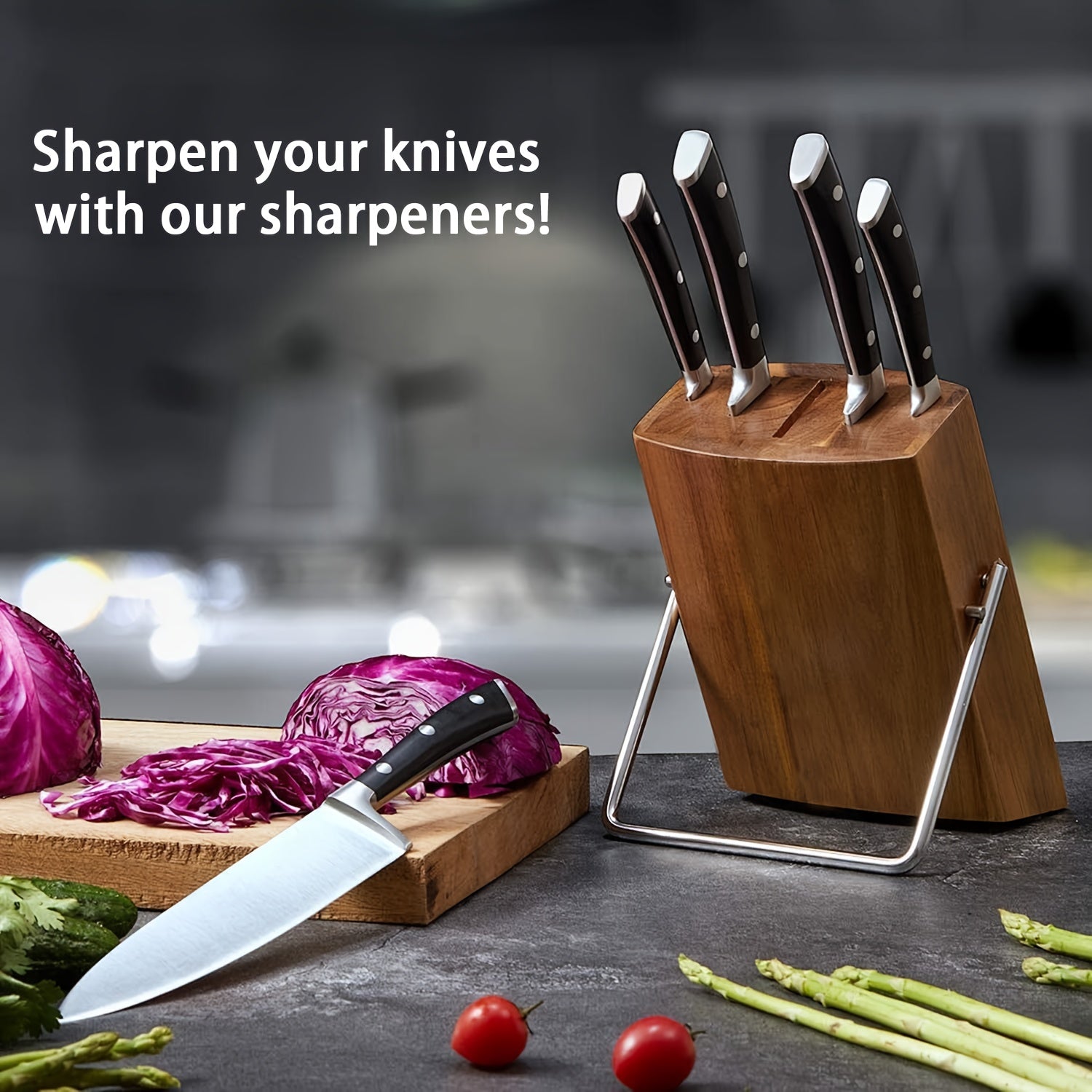 Zanglamaydigan po'latdan yasalgan oshxona pichog'ini silliqlash to'plami, magnitli burchaklar bilan, qo'lda ishlash