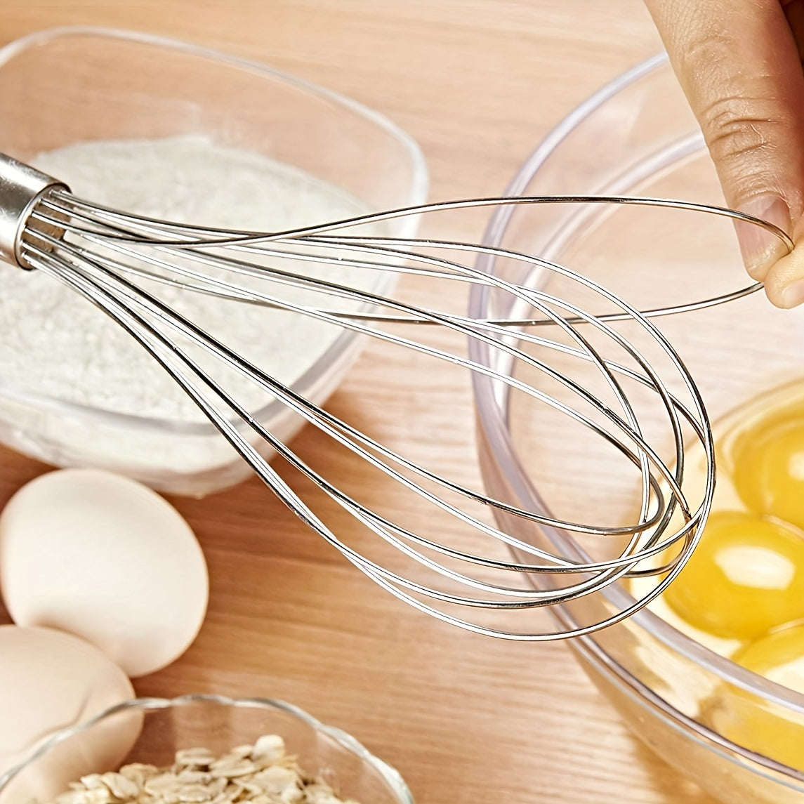 Set of 3 Stainless Steel Egg Whisks in Different Sizes for Cooking and Baking
