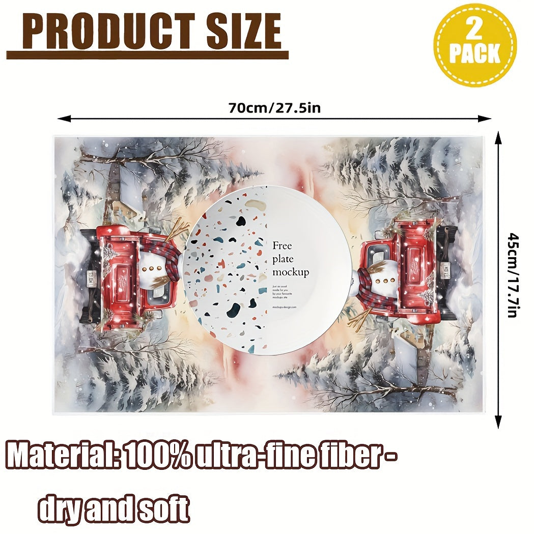 Christmas Kitchen Towel Set Santa Reindeer Snowman Microfiber 45x70cm