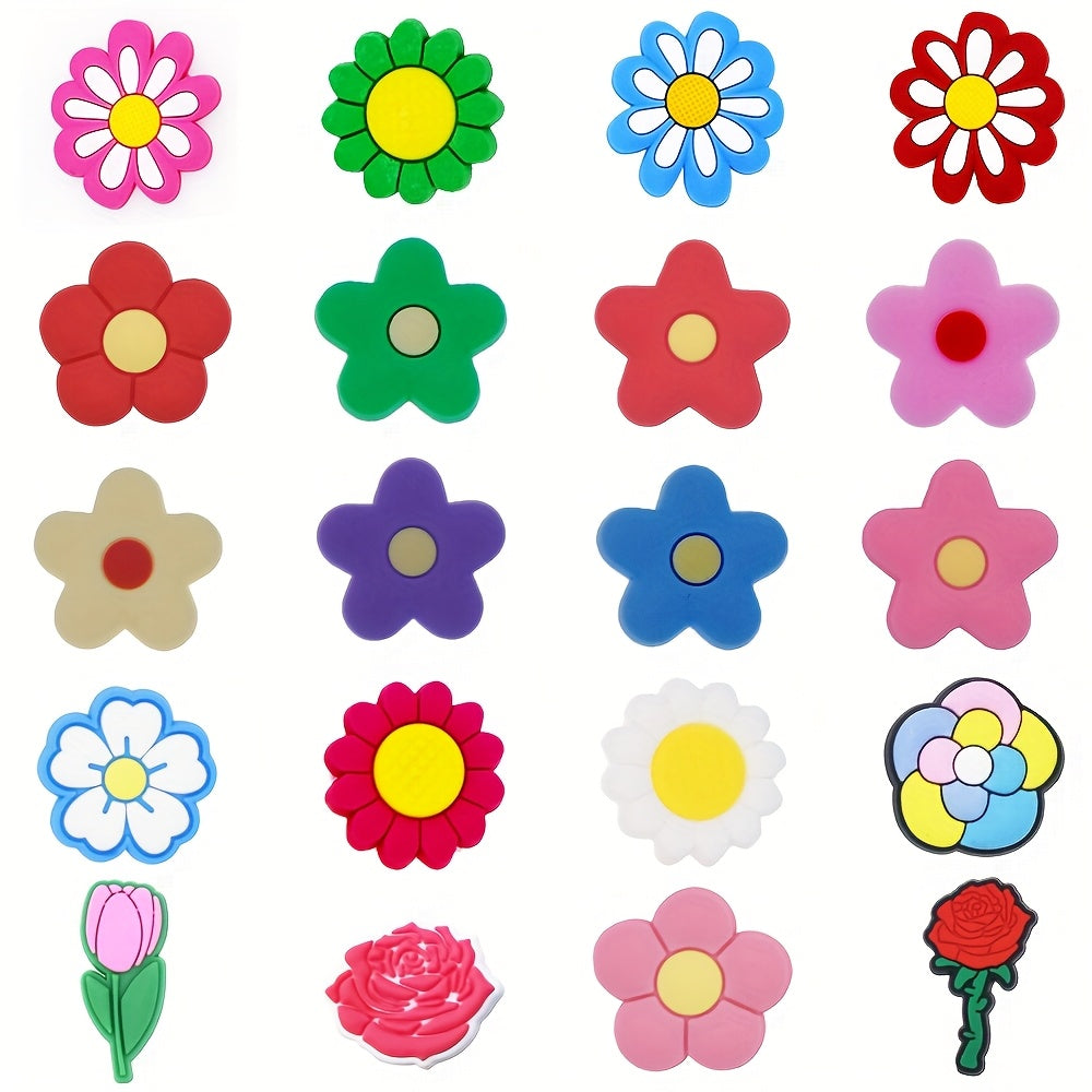 Women Shoe Charms 15/18/20pcs Soft Plastic Flower Sun Garden Accessories