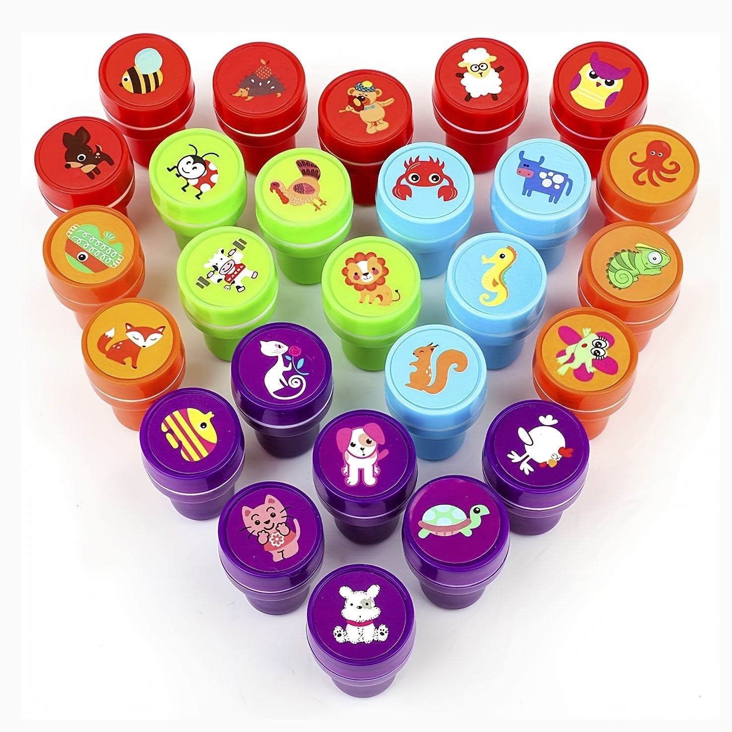 Sellos de animales variados para profesores, con tinta automática, paquete de 26, multicolor
