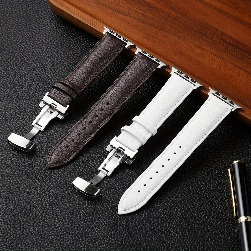 Litchi Pattern Synthetic Leather Watch Band for Apple Watch 38mm 45mm