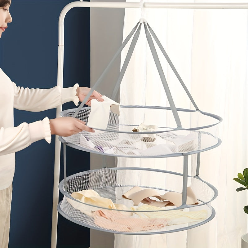 Red de secado de suéteres plegable con cesta anti-deformación para camisas, calcetines y ropa interior
