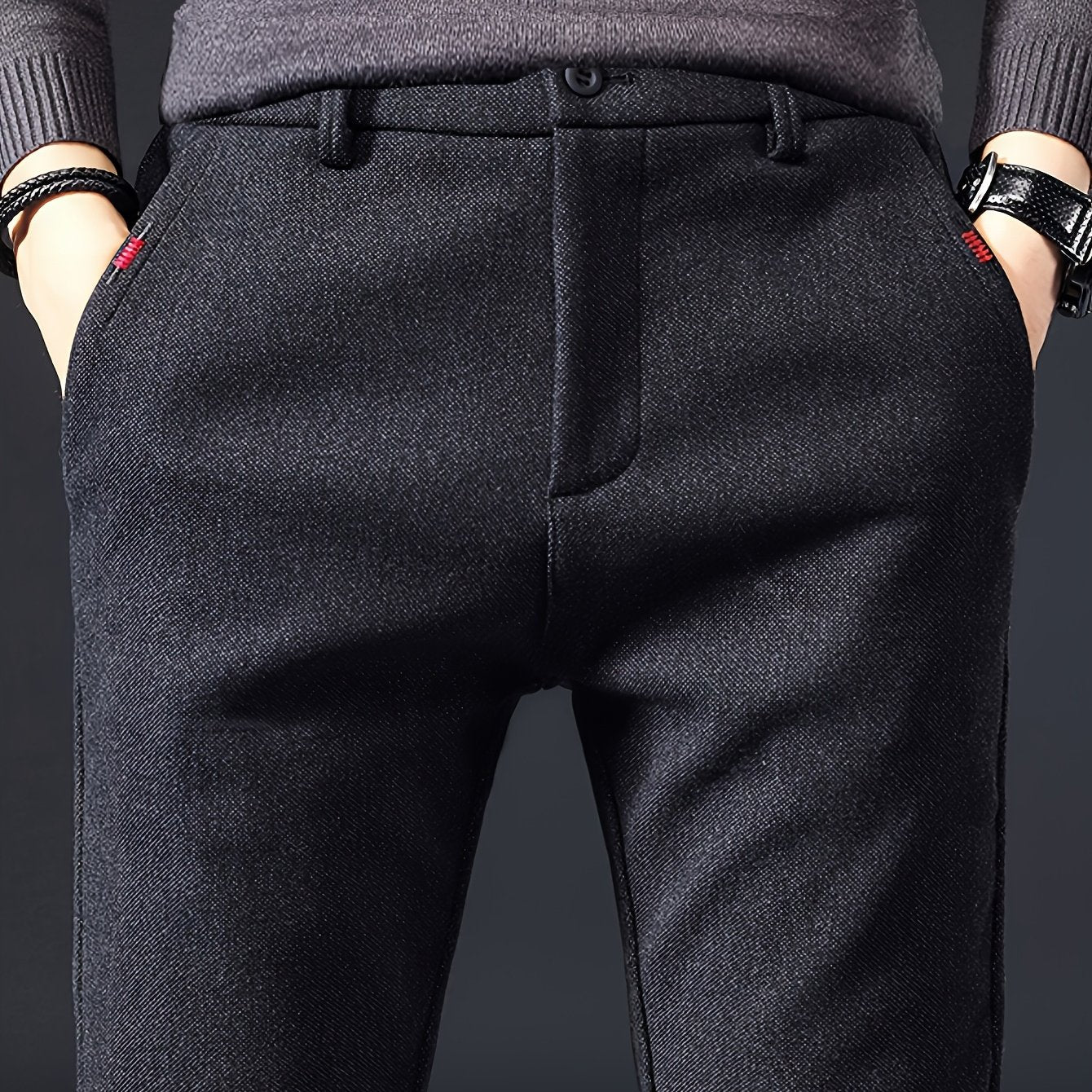 Мужские повседневные деловые брюки классического кроя, однотонные, легкий полиэстер, для всех сезонов