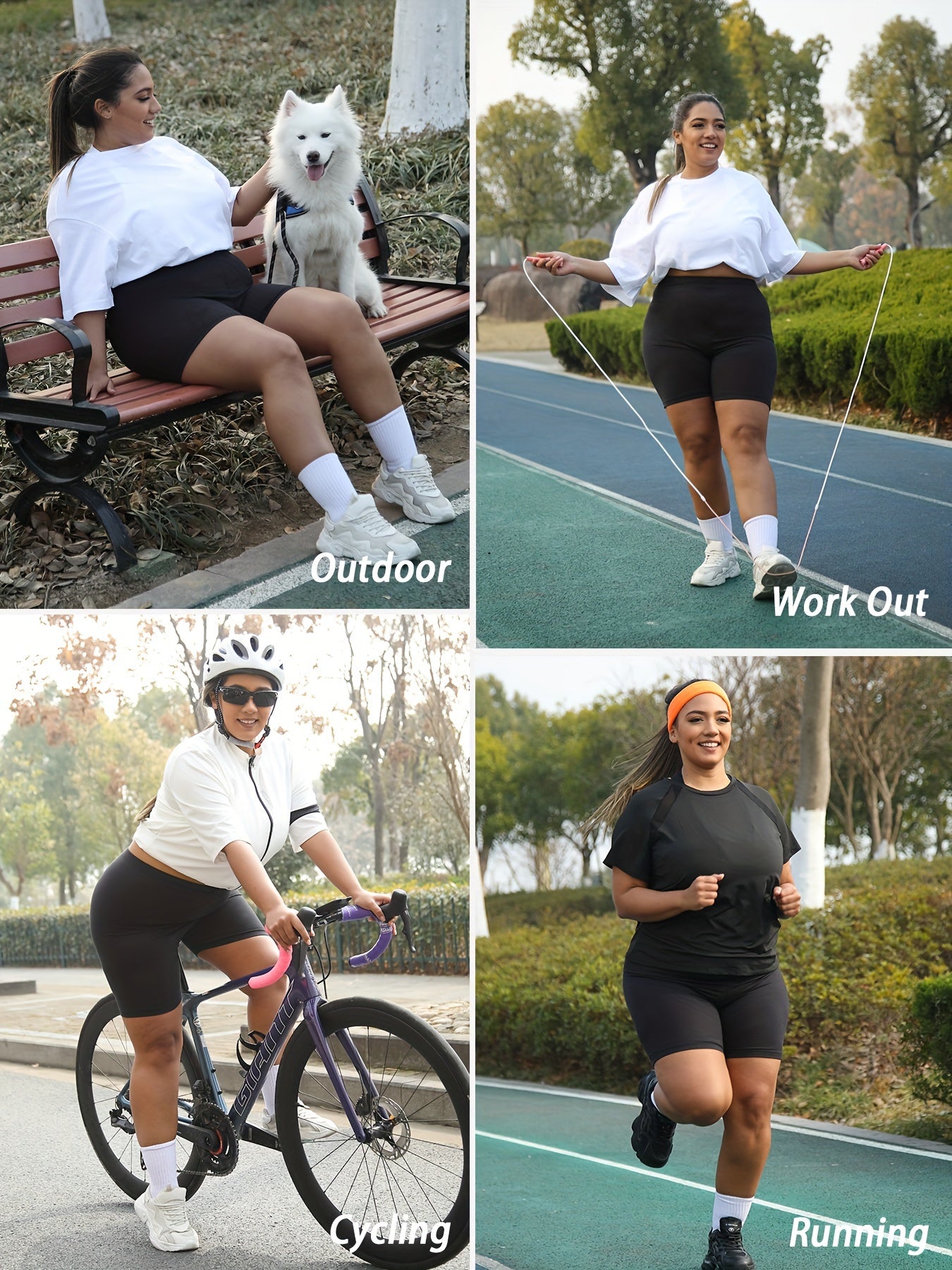 Women's Plus Size High-Elasticity Biker Shorts 15.24cm Inseam No See-Through Workout Running Yoga