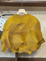 Plus Size Loose Fit Diamond Pleated Top Stylish Casual Clothing