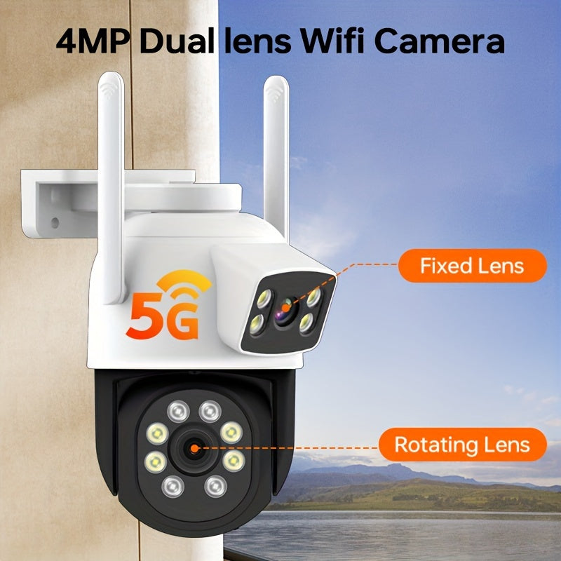 4MP Dual Lens WiFi Security Camera with Human Detection Night Vision Pan Tilt Two-Way Audio