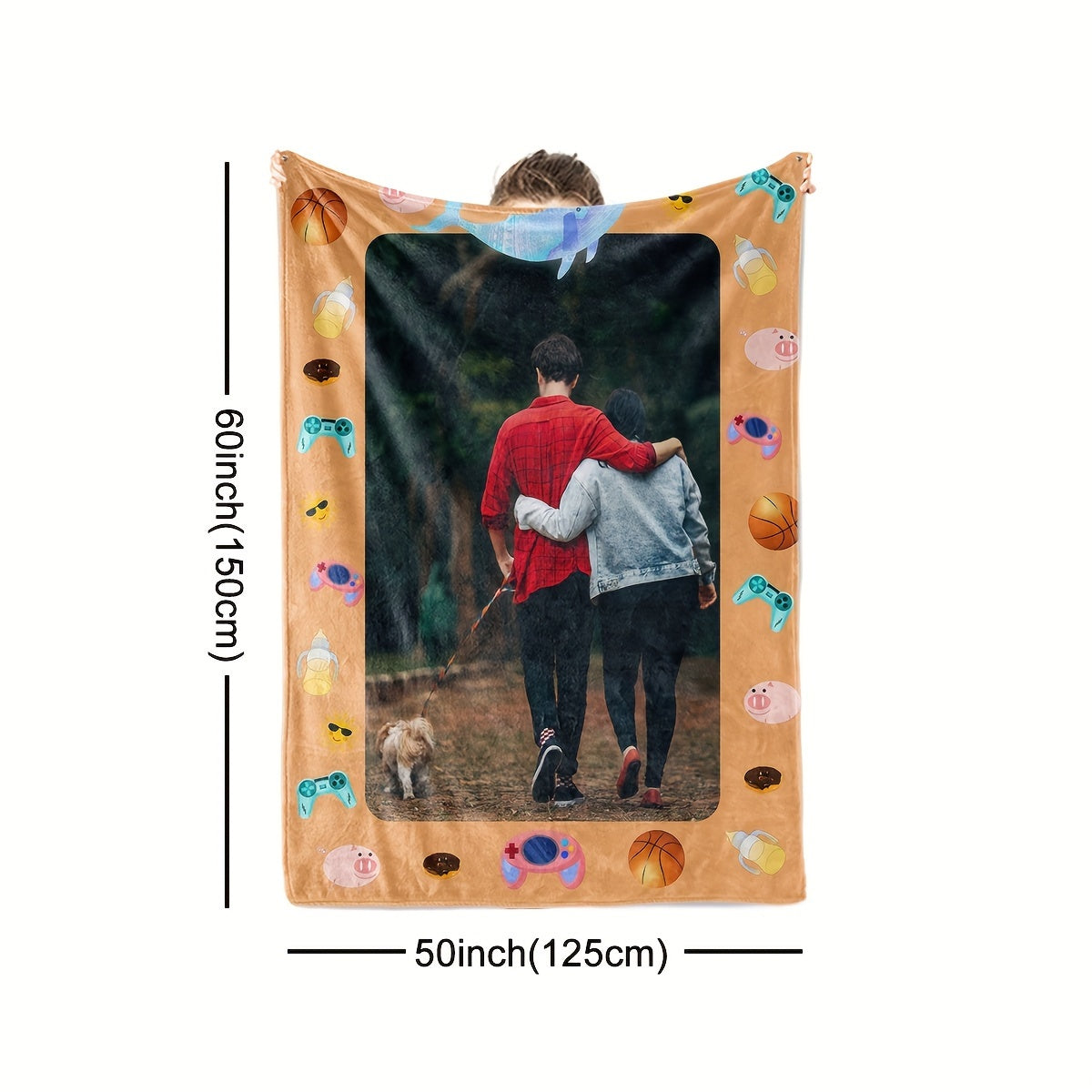 Personalized Family Couple Photo Nap Blanket 280g Flannel Soft All Seasons