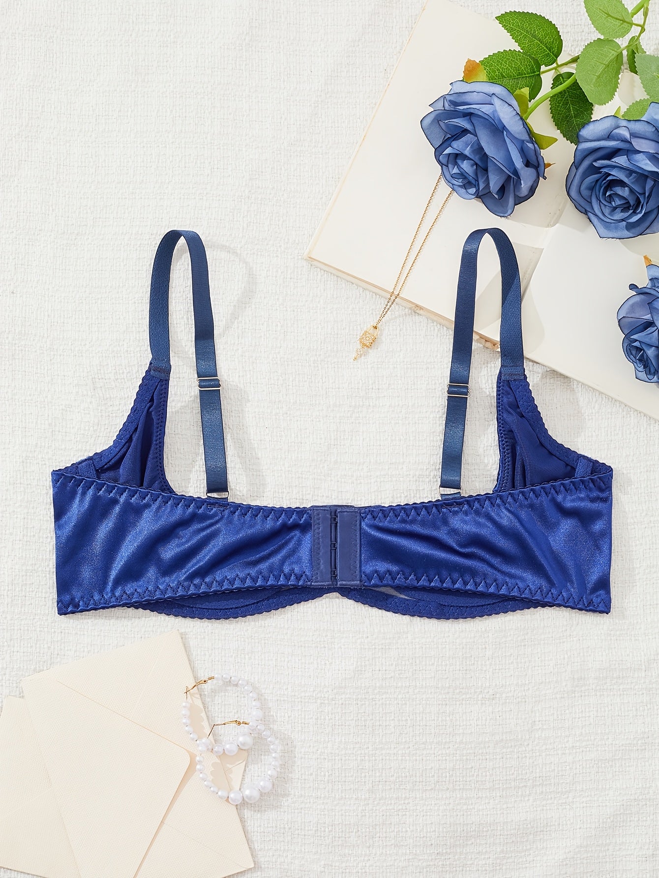 Plus Size Sheer Bralette Polyester Knit Strapless Adjustable Lingerie