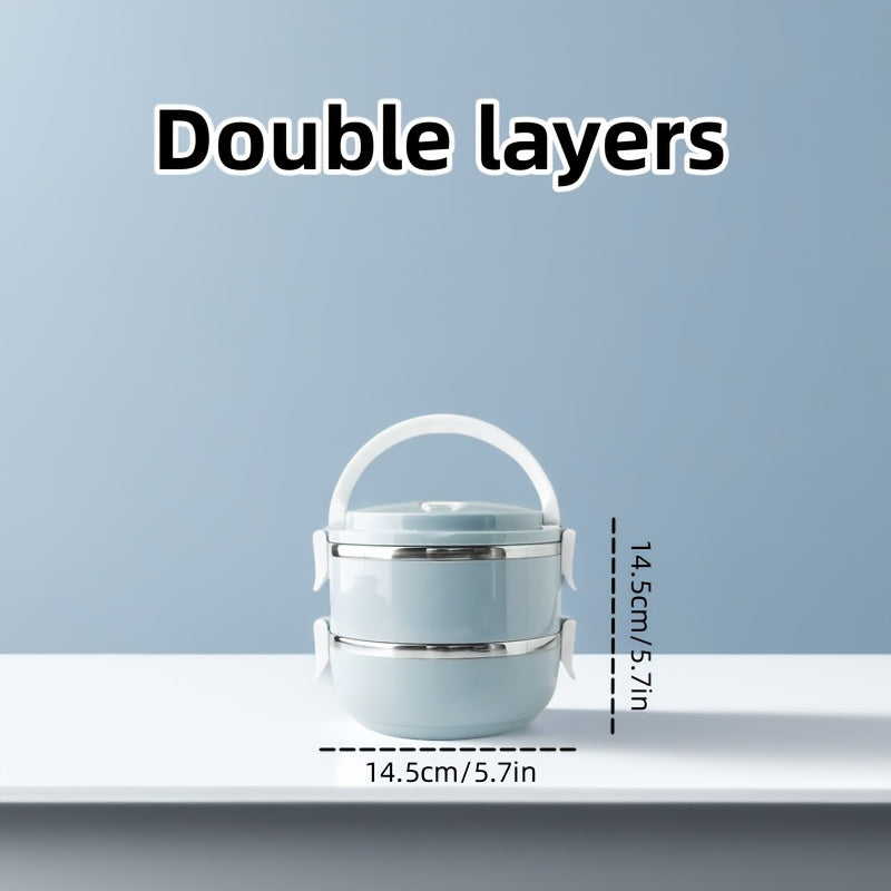 Caja de almuerzo de acero inoxidable de múltiples capas con gran capacidad, recipiente bento a prueba de fugas