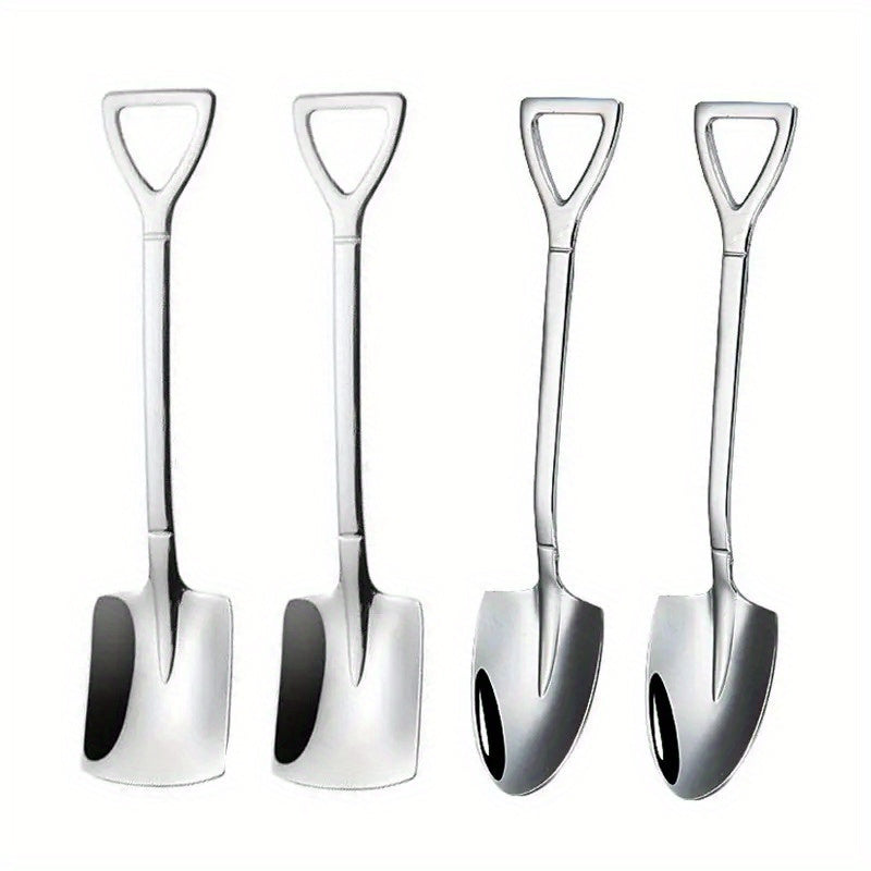 Set of 4 Stainless Steel Ice Cream Spoons for Camping and Kitchen