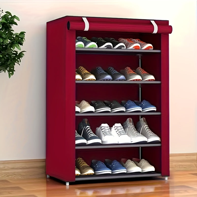 Double-Row Shoe Cabinet Multi-Layer Shoe Organizer for Living Room Bedroom Entryway