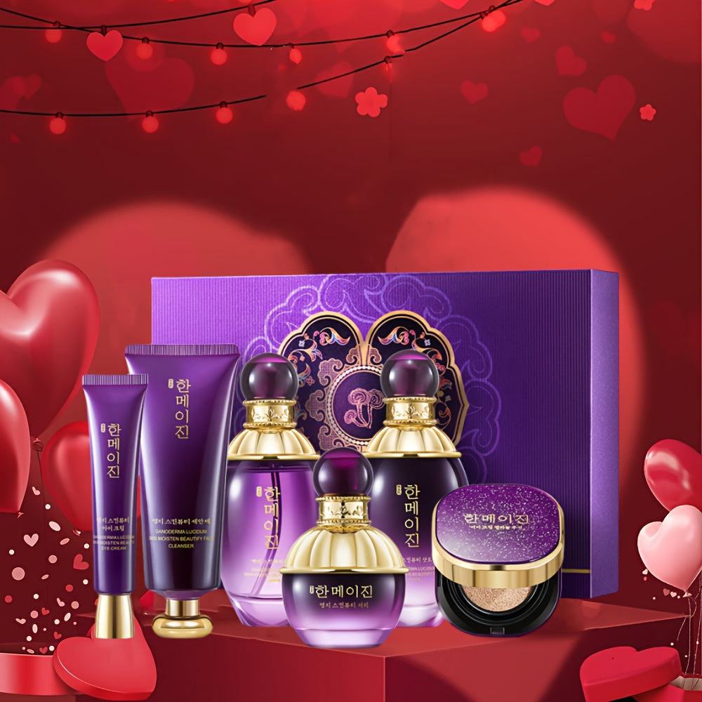 6-Piece Purple Ganoderma Lucidum Skincare Set for Hydrating and Moisturizing All Skin Types
