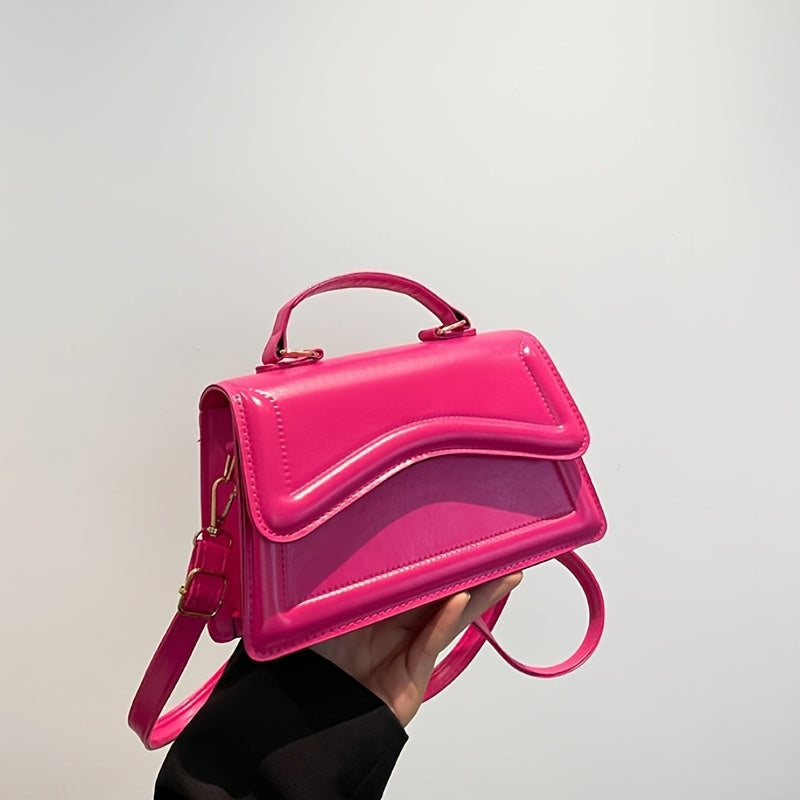 Mini Women's Solid Color PU Shoulder Bag with Crossbody Strap