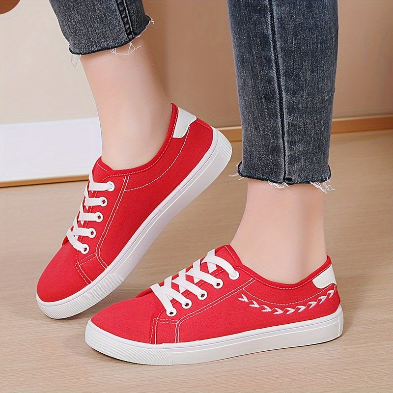 Women's Casual White Canvas Shoes Fashion Low-Top Breathable Footwear