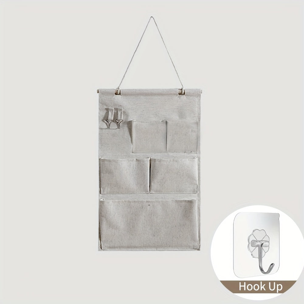 Fabric Wall-Mounted Storage Organizer with Four Pockets for Bedroom and Dorm