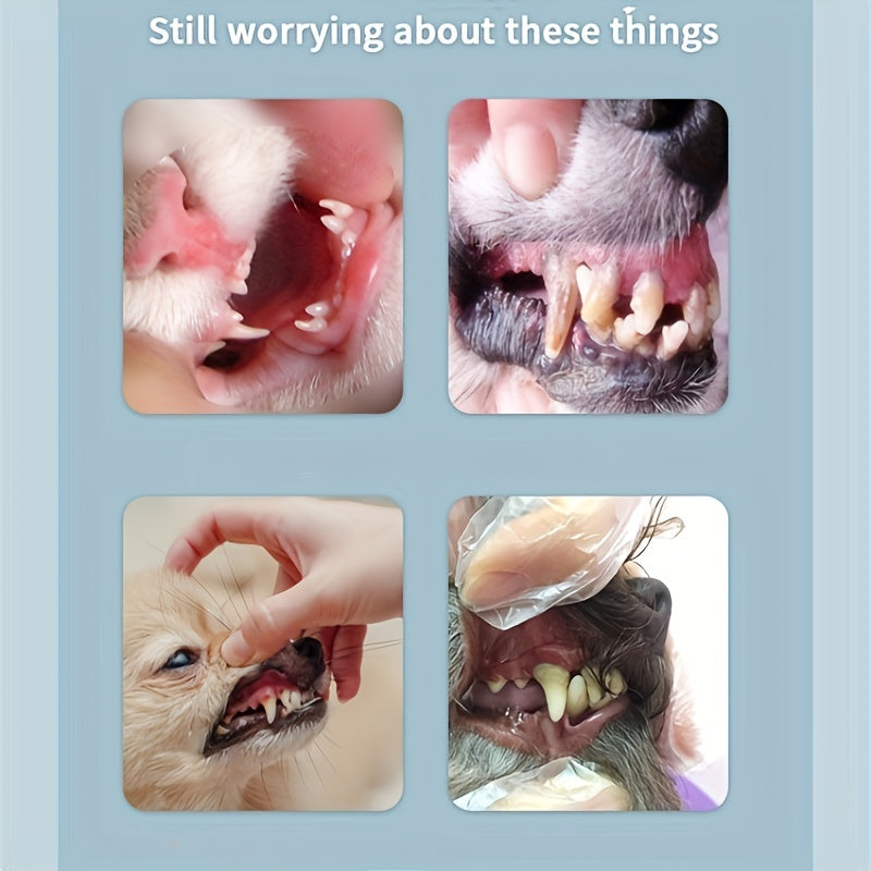 2pcs Silicone Fingertip Pet Toothbrush and Toothpaste Set for Dogs and Cats