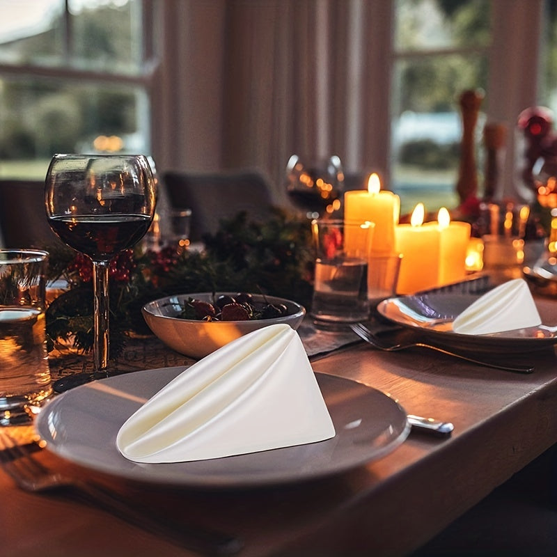 Square Satin Napkins Sets of 6 12 or 24 42.98cm Wedding Dinner Wrinkle-Resistant