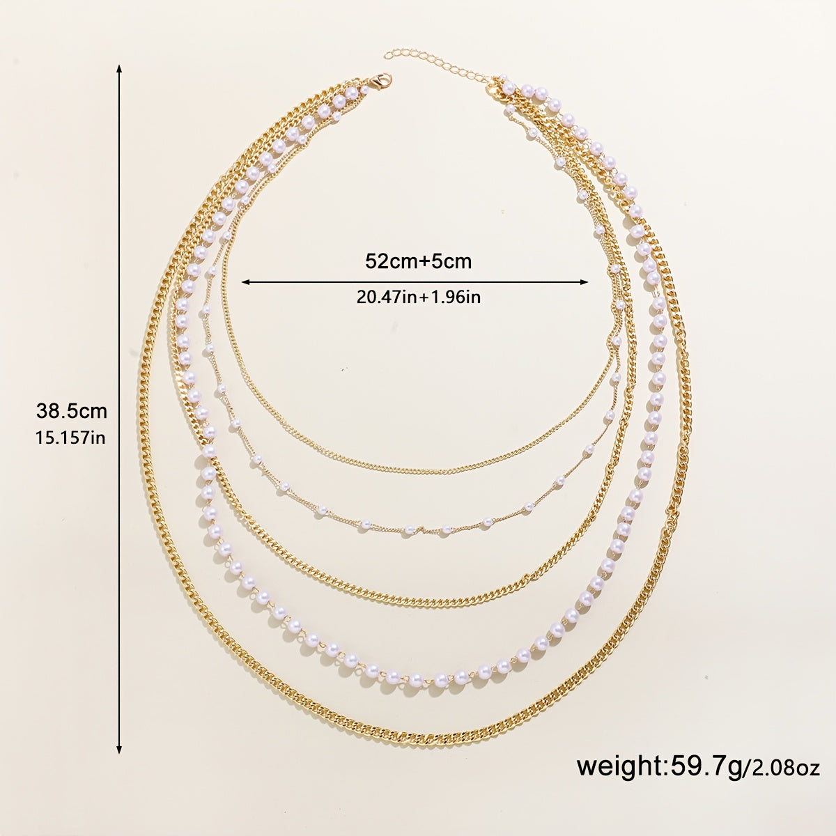 Multi-Layer Faux Pearl Necklace for Women with Iron Chain for Weddings and Formal Events