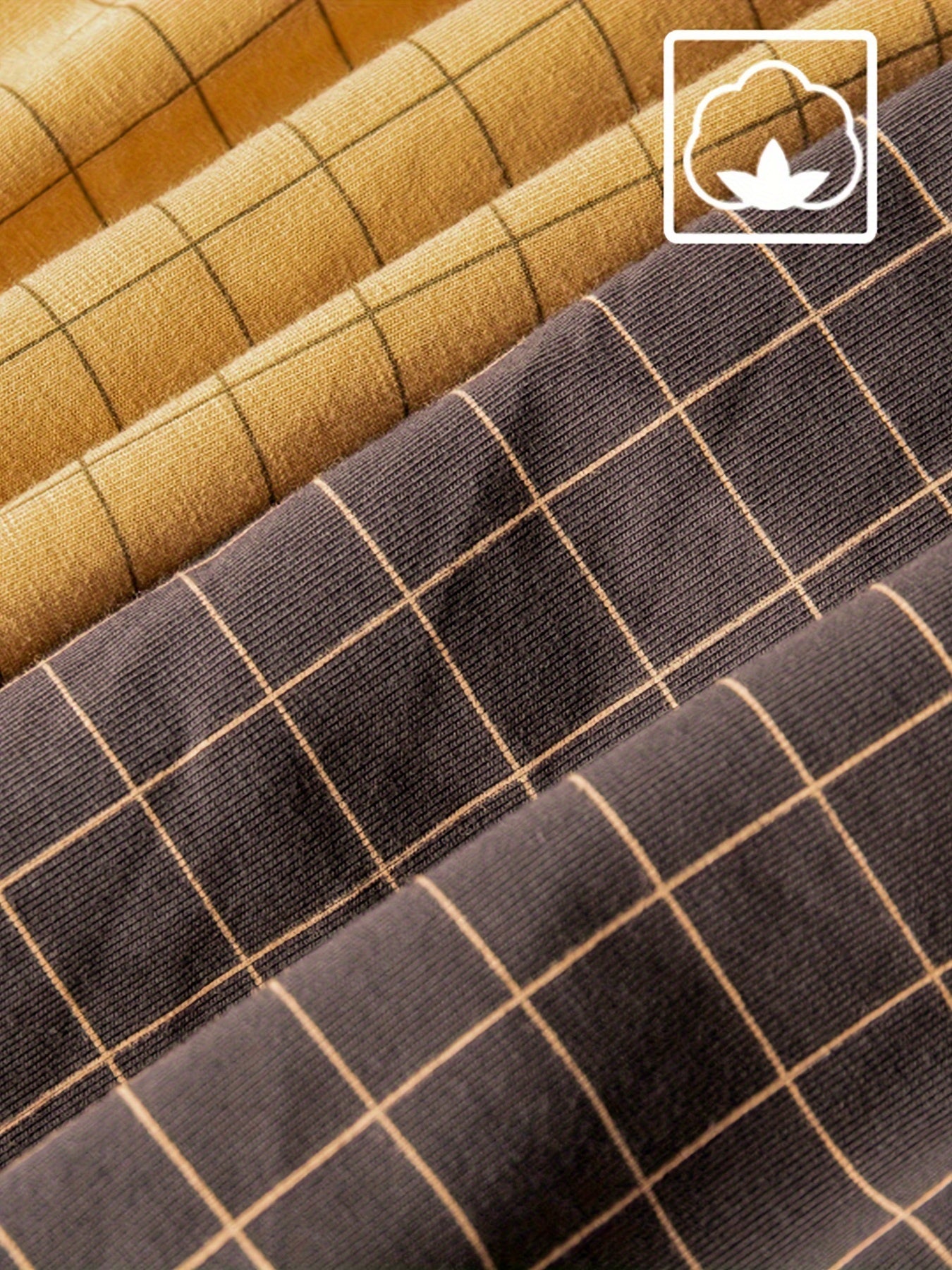 Men's Cotton Plaid Boxer Briefs Set of 5 Breathable Comfort Fit Elastic Waist