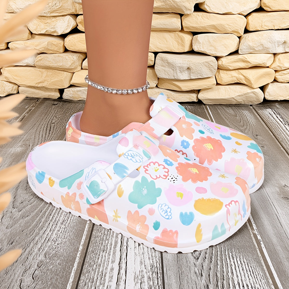 Women's EVA Mule Shoes Cartoon Print Non-Slip Lightweight Sandals