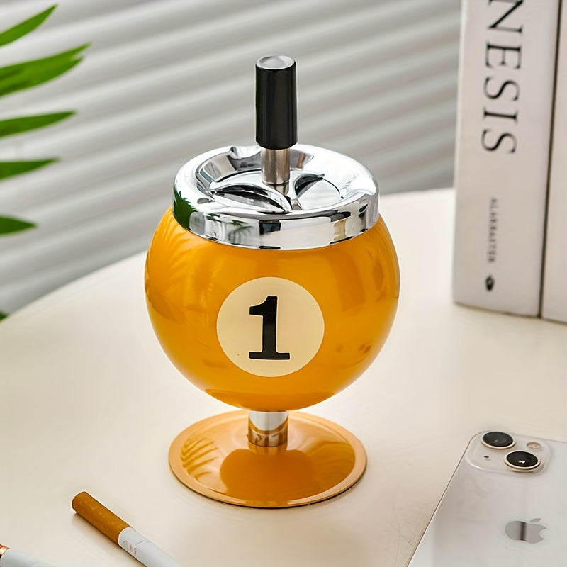 Creative Metal Billiard Ball Ashtray with Lid for Home Living Room  Smoke
