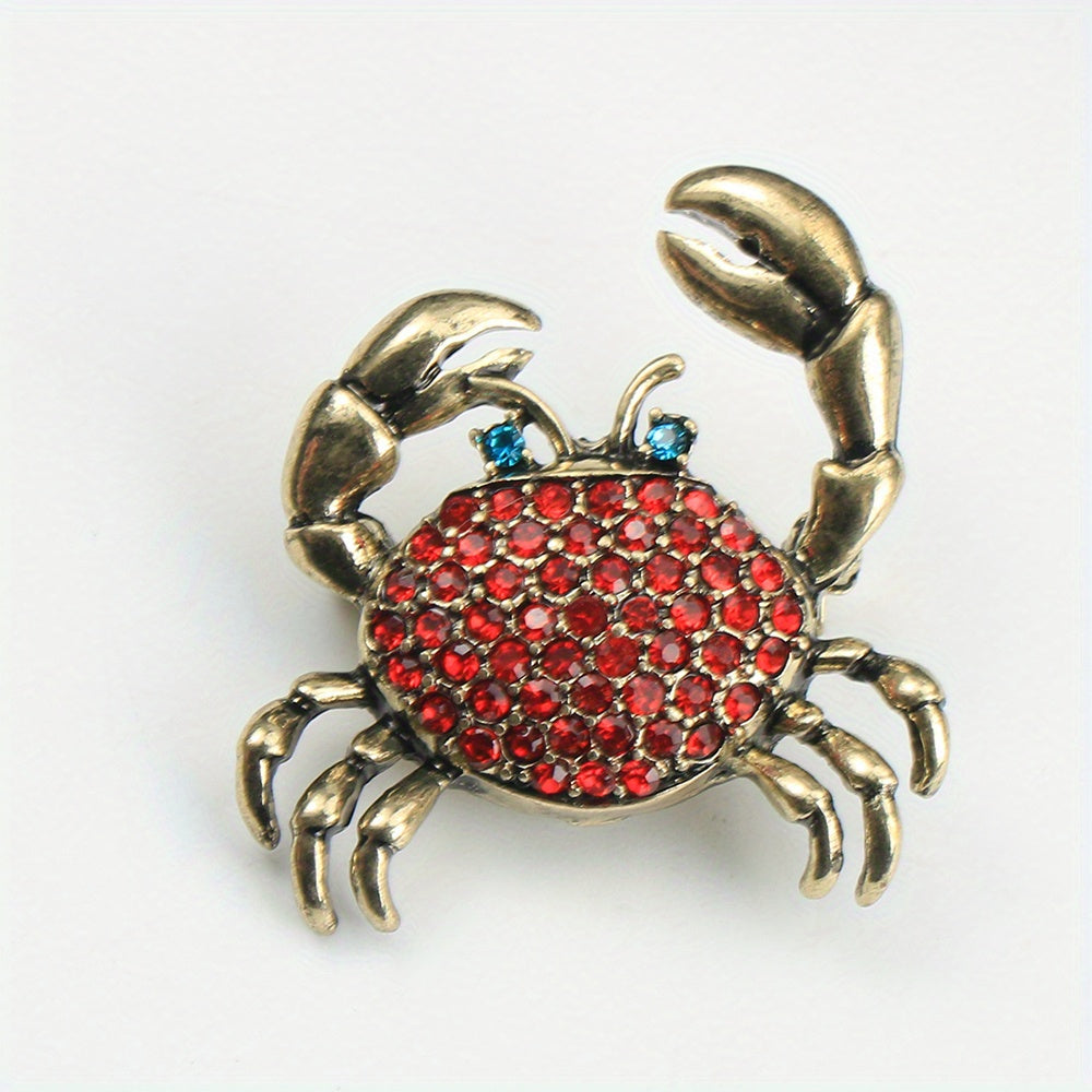 Vintage Rhinestone Crab Brooch Pin for Dresses and Sweaters Elegant Jewelry Gift for Ladies and Girls