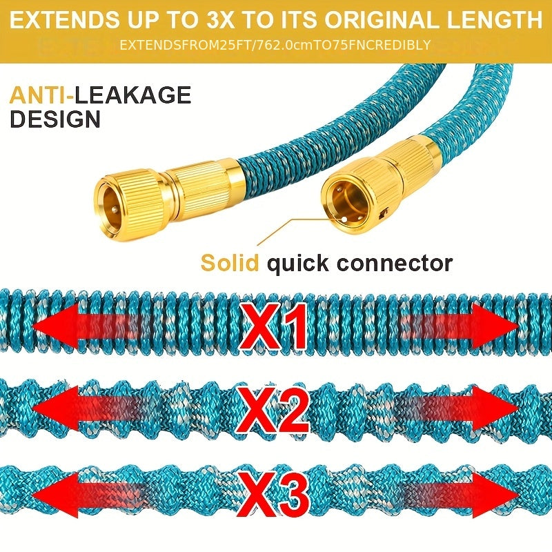 Расширяемый резиновый садовый шланг для полива и мойки автомобиля с универсальными соединителями
