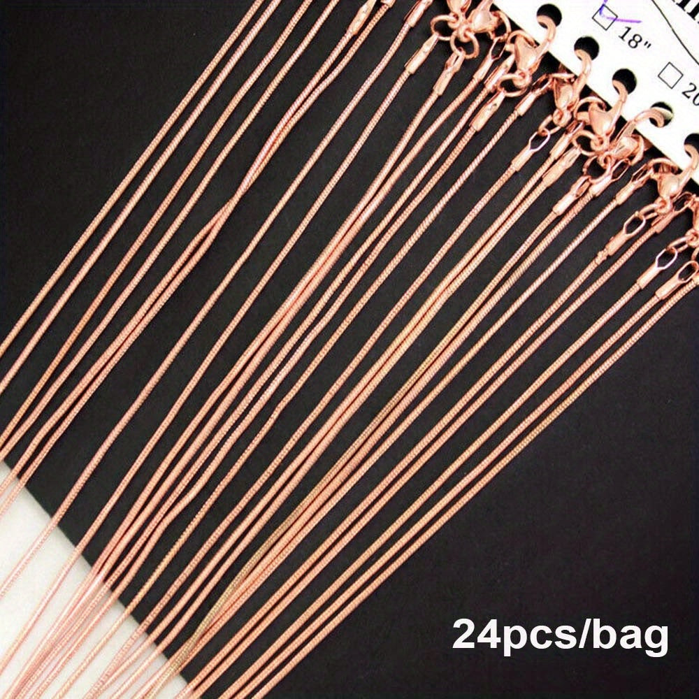 Silver Snake Necklace 18 Inch S925 Sterling Silver Chain with Gold Accents