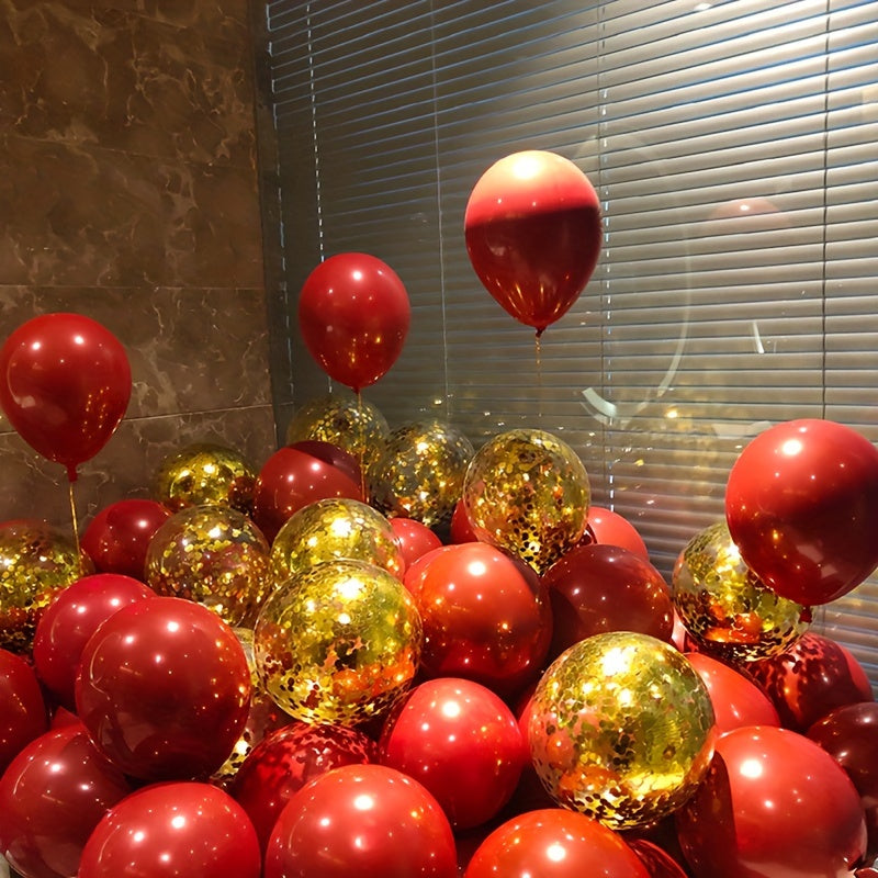 50 Red and Golden Latex Balloons for Weddings Birthdays and Celebrations