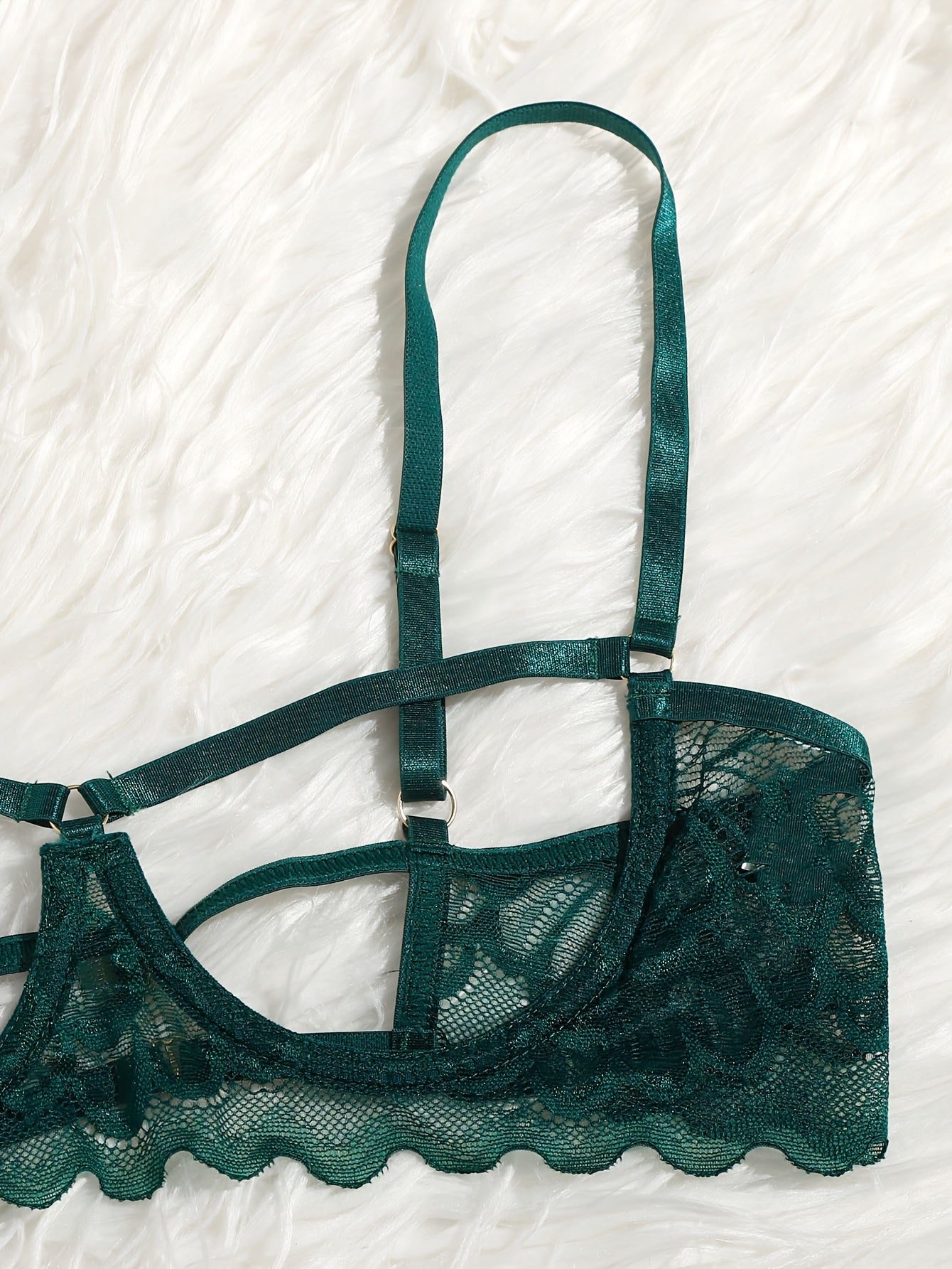 Women's Lace Satin Lingerie Set with Underwire and Adjustable Straps