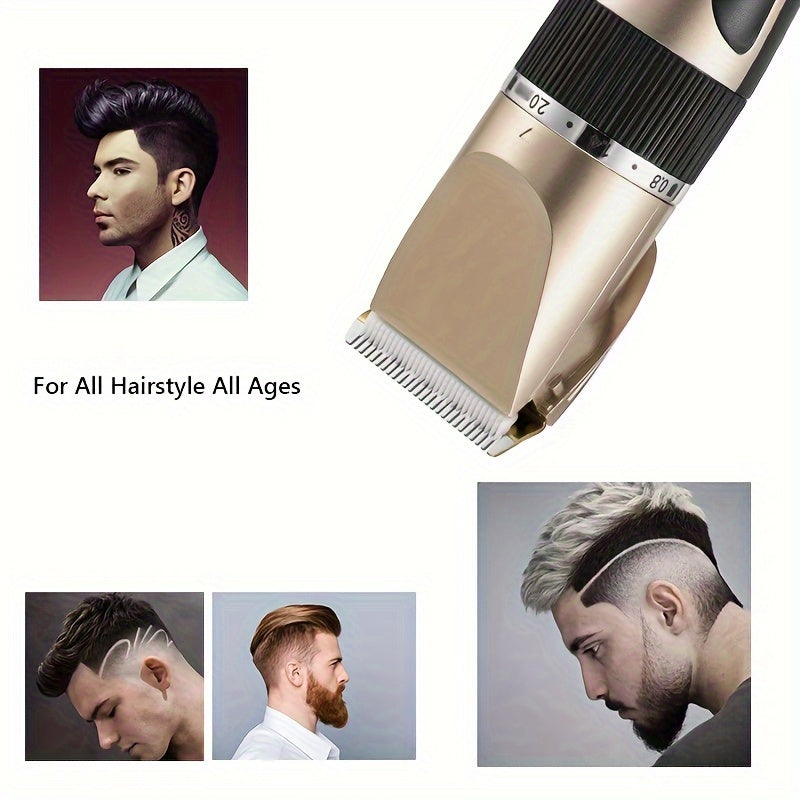 Cortapelos profesional para hombres, recargable por USB, cuchilla de cerámica, interfaz digital