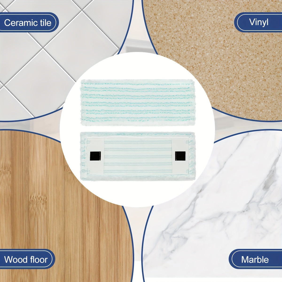 Replacement Mop Pads for Flat Floor Mop, Washable, Deep Cleaning, Kitchen Bathroom