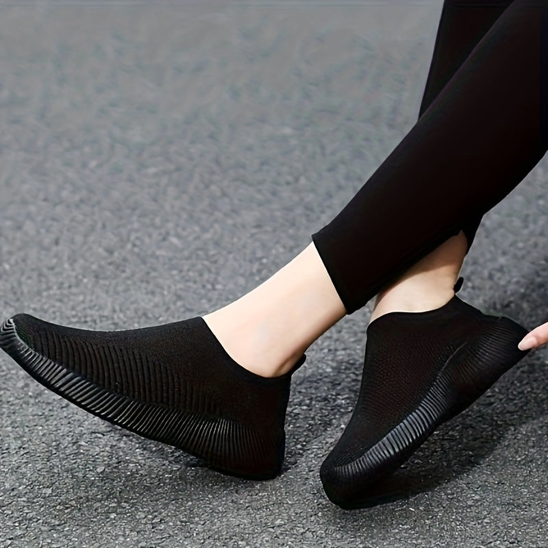 Women's Breathable Knit Slip-On Sports Shoes Lightweight Anti-Slip Walking