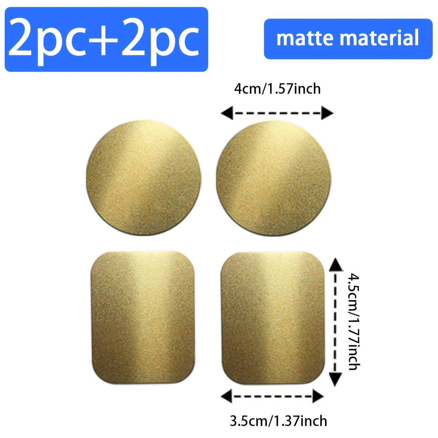 10 Sets Phone Accessories Magnetic Sheets Circular Rectangular Stainless Steel Gold