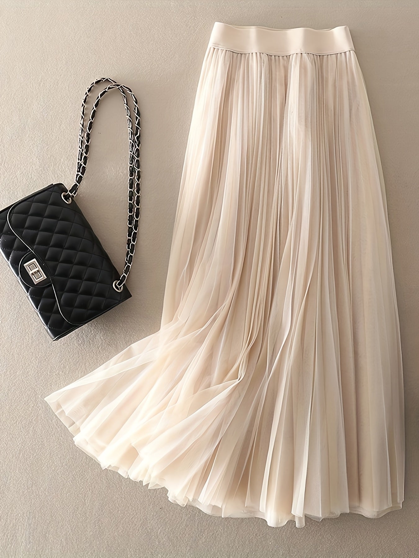 Women’s Tulle Skirt 3-Layer A-Line Midi Solid Polyester Elegant All Seasons