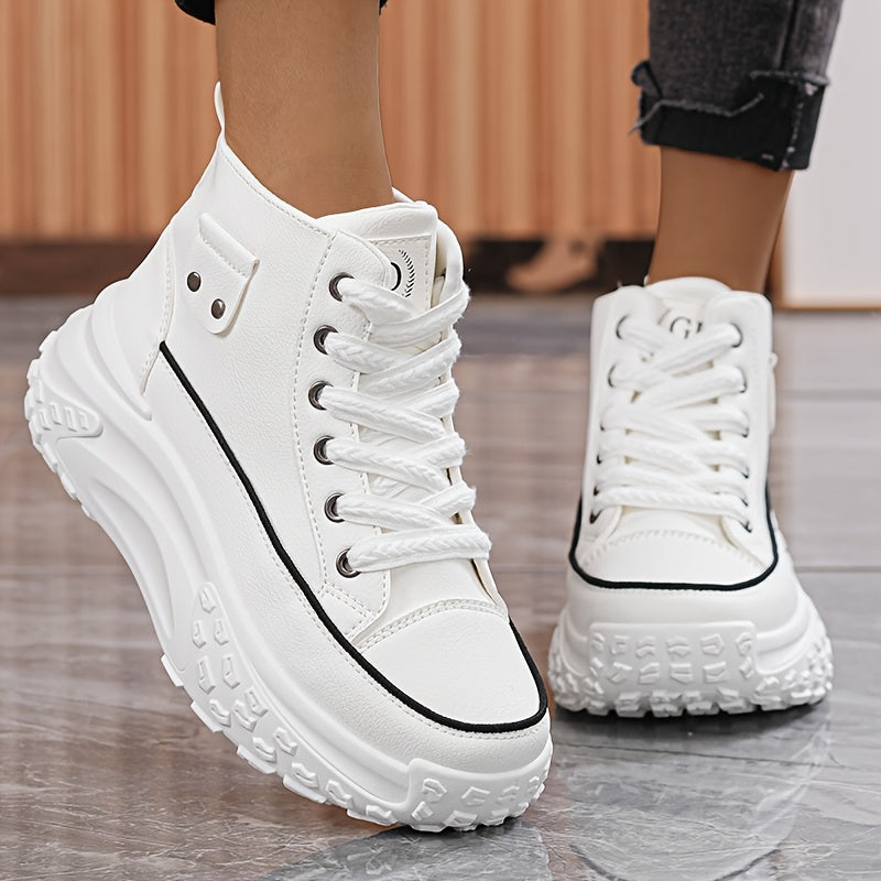 Women's Chunky Platform Sneakers Lace-Up High-Top Running Casual Shoes in Multiple Colors